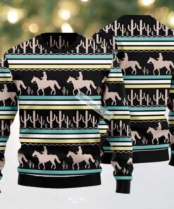 Cowboy Cactus Ugly Christmas Sweaters Best Black, hoodie, sweater, long sleeve and tank top Cowboy Cactus Ugly Christmas Sweaters Best Black