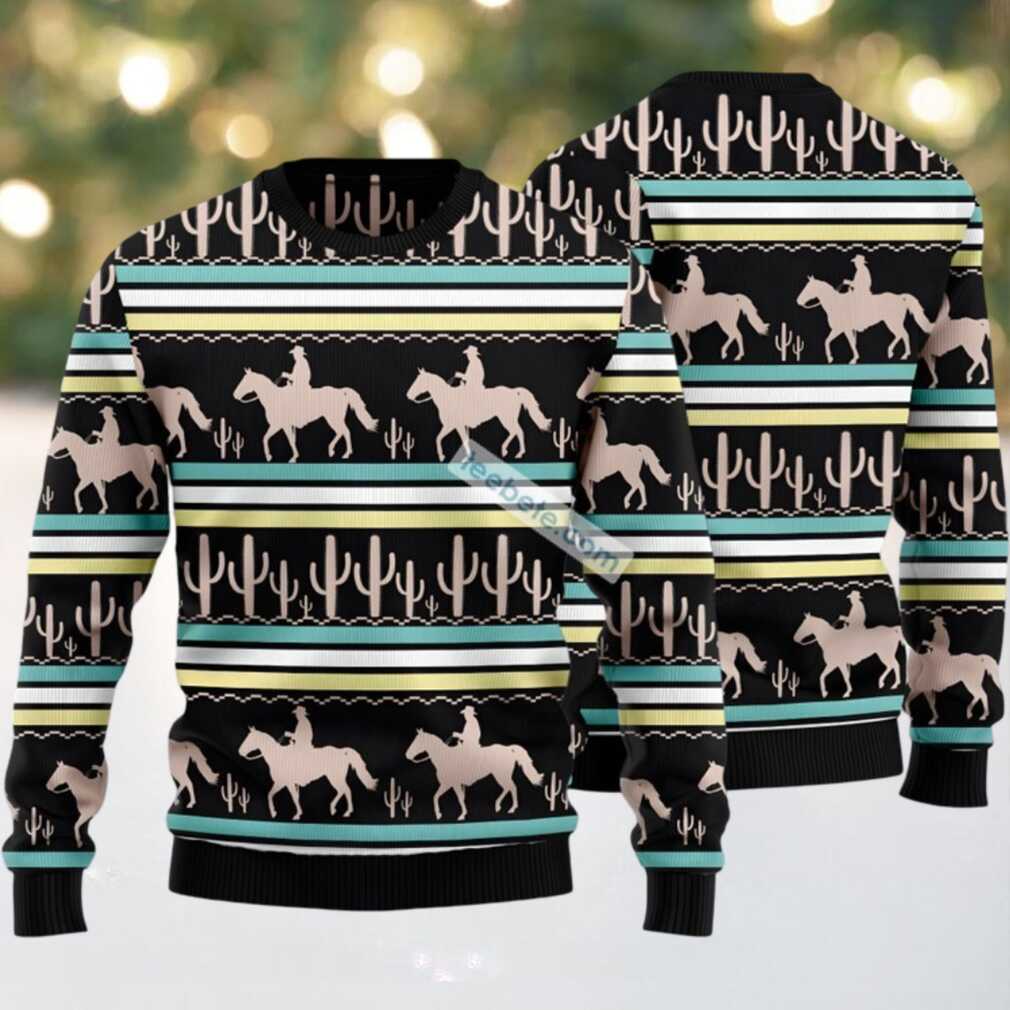 Cowboy Cactus Ugly Christmas Sweaters Best Black Cowboy Cactus Ugly Christmas Sweaters Best Black