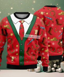 Cowboy Costume Set Ugly Sweater Red