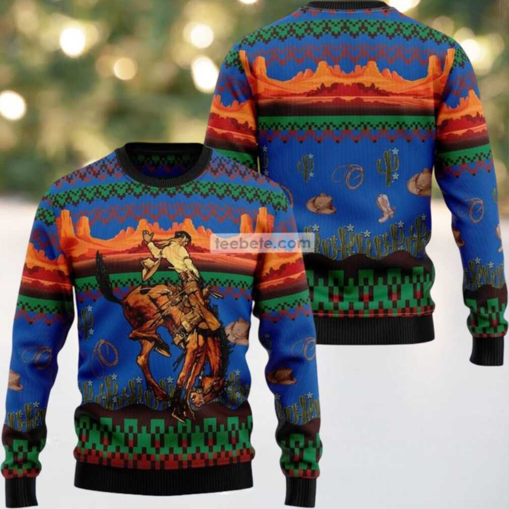 Cowboy Desert Ugly Christmas Sweaters Family, hoodie, sweater, long sleeve and tank top Cowboy Desert Ugly Christmas Sweater Family back design