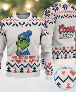 Cream, Navy & Red Nordic Pattern “Grinch You, Not So Much” Ugly Christmas Sweater – Coors Light Edition