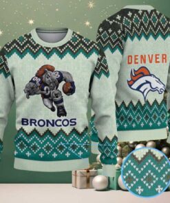 Cream and Teal Denver Broncos Zigzag Knit Pattern Vintage Ugly Christmas Sweater Cream and Teal Denver Broncos Zigzag Knit Pattern Vintage Ugly Christmas Sweater