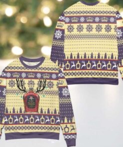 Crown Royal Black Reindeer Snowflake Pattern Ugly Christmas Sweater