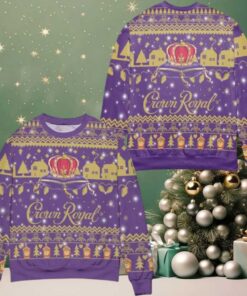 Crown Royal Canadian Whisky Snowflake Ugly Christmas Sweater Purple