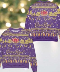 Crown Royal Canadian Whisky Snowflake Ugly Christmas Sweater Purple