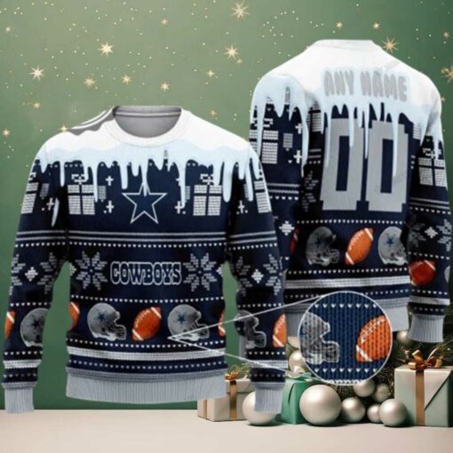 Custom Name Dallas Cowboys Spilled Paint Ugly Sweater