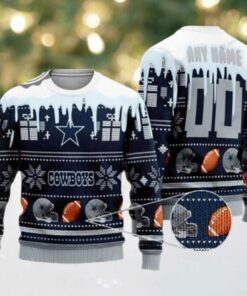 Custom Name Dallas Cowboys Spilled Paint Ugly Sweater