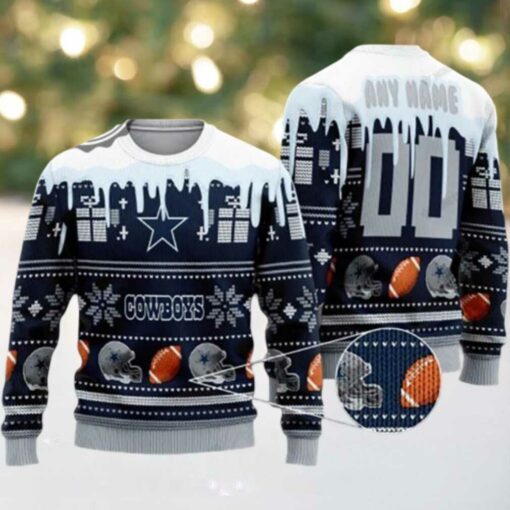 Custom Name Dallas Cowboys Spilled Paint Ugly Sweater
