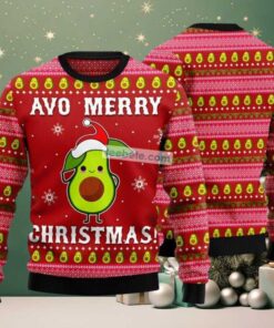 Cute Avocado Merry Christmas Ugly Sweaters For Christmas Ugliest Red