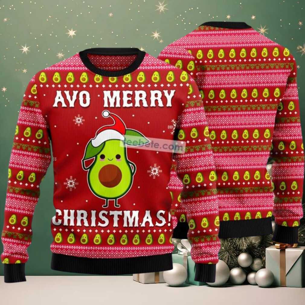Cute Avocado Merry Christmas Ugly Sweaters For Christmas Ugliest Red, hoodie, sweater, long sleeve and tank top Cute Avocado Merry Christmas Ugly Sweater in Ugliest Red