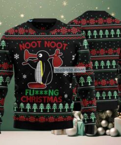 Cute Noot Noot Penguin Ugly Christmas Sweaters Couples Black