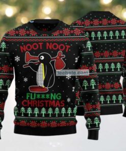 Cute Noot Noot Penguin Ugly Christmas Sweaters Couples Black, hoodie, sweater, long sleeve and tank top Cute Noot Noot Penguin Ugly Christmas Sweaters Couples Black