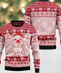 Cute Pig Red Nose Reindeer Ugly Sweater Naughty, hoodie, sweater, long sleeve and tank top Cute Pig Red Nose Reindeer Ugly Sweater Naughty