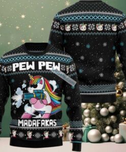 Cute Unicorn Pew Pew Madafakas Ugly Xmas Sweater