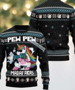 Cute Unicorn Pew Pew Madafakas Ugly Xmas Sweater