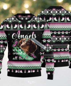 Dachshund Angel All The Time Ugly Christmas Sweater Big And Tall Black, hoodie, sweater, long sleeve and tank top Dachshund Angel All The Time Ugly Christmas Sweater Big And Tall Black