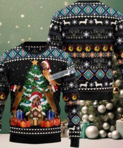 Dachshund Climb Christmas Tree Ugly Christmas Sweater Funny