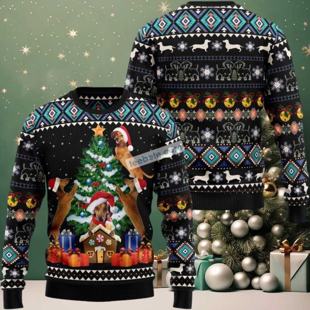 Dachshund Climb Christmas Tree Ugly Christmas Sweater Funny, hoodie, sweater, long sleeve and tank top Dachshund Climb Christmas Tree Ugly Christmas Sweater Funny