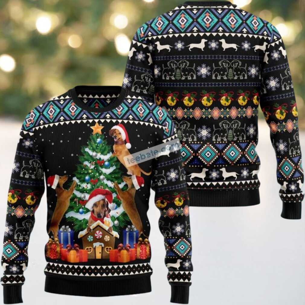 Dachshund Climb Christmas Tree Ugly Christmas Sweater Funny, hoodie, sweater, long sleeve and tank top Dachshund Climb Christmas Tree Ugly Christmas Sweater Funny