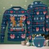 Green Ugly Christmas Sweater with White Snowflake Pattern Featuring Festive Flamingos in Santa Hats