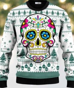Dead Sugar Skull Colorfull Skull Ugly Christmas Sweater Dead Sugar Skull Colorfull Skull Ugly Christmas Sweater