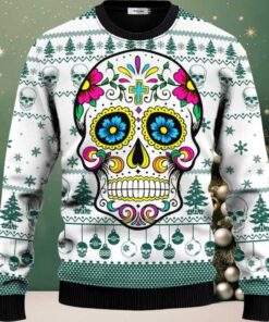 Dead Sugar Skull Colorfull Skull Ugly Christmas Sweater Dead Sugar Skull Colorfull Skull Ugly Christmas Sweater