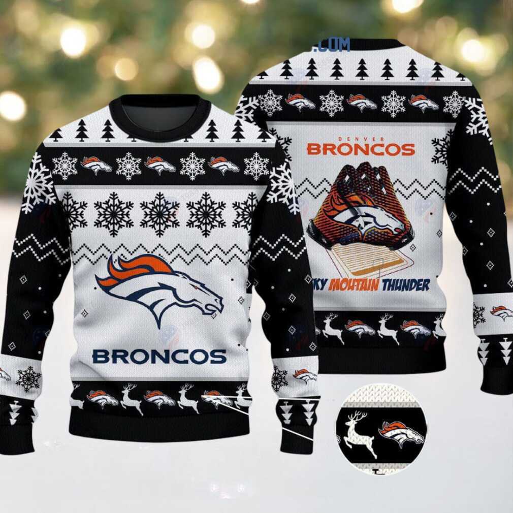 Denver Broncos Rocky Mountain Thunder Christmas Ugly Sweater, hoodie, sweater, long sleeve and tank top Denver Broncos Rocky Mountain Thunder Christmas Ugly Sweater Side View