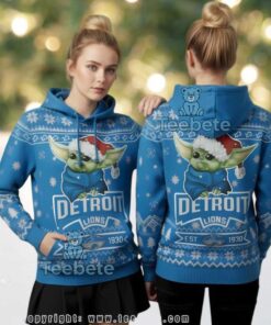 Detroit Lions Baby Yoda Grogu Est 1930 Blue 3D Ugly Christmas Hoodie Detroit Lions Baby Yoda Grogu Est 1930 Blue 3D Ugly Christmas Hoodie