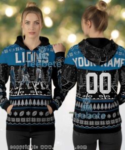 Detroit Lions Christmas Game Day Custom Name Ugly Christmas 3D Hoodie