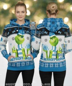 Detroit Lions Christmas Grinch Who Stole The Game 3D Ugly Hoodie