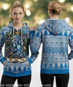 Detroit Lions Christmas Tree Ugly 3D Zip Up Hoodie Apparel