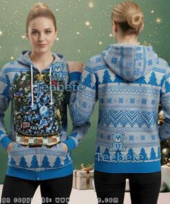 Detroit Lions Christmas Tree Ugly 3D Zip Up Hoodie Apparel