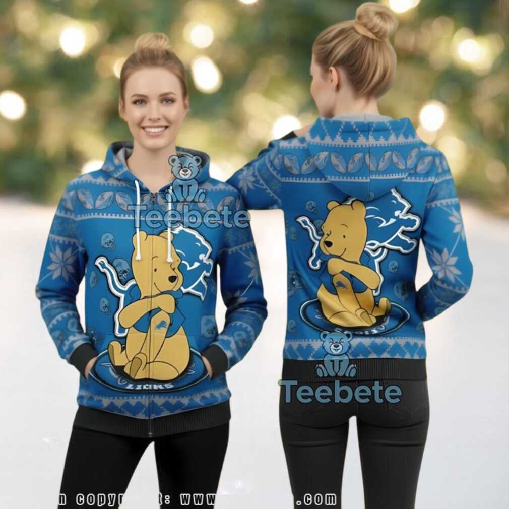 Detroit Lions Disney Winnie The Pooh Ugly 3D Hoodie Print, hoodie, sweater, long sleeve and tank top Detroit Lions Disney Winnie The Pooh Ugly 3D Hoodie Print