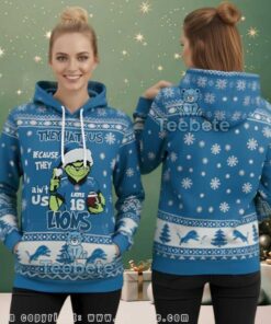 Detroit Lions Funny Grinch They Aint Us Ugly Christmas 3D Pullover