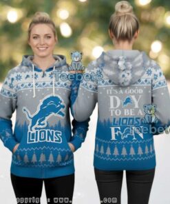 Detroit Lions Good Day Party Ugly Christmas 3D Hoodie Detroit Lions Good Day Party Ugly Christmas 3D Hoodie