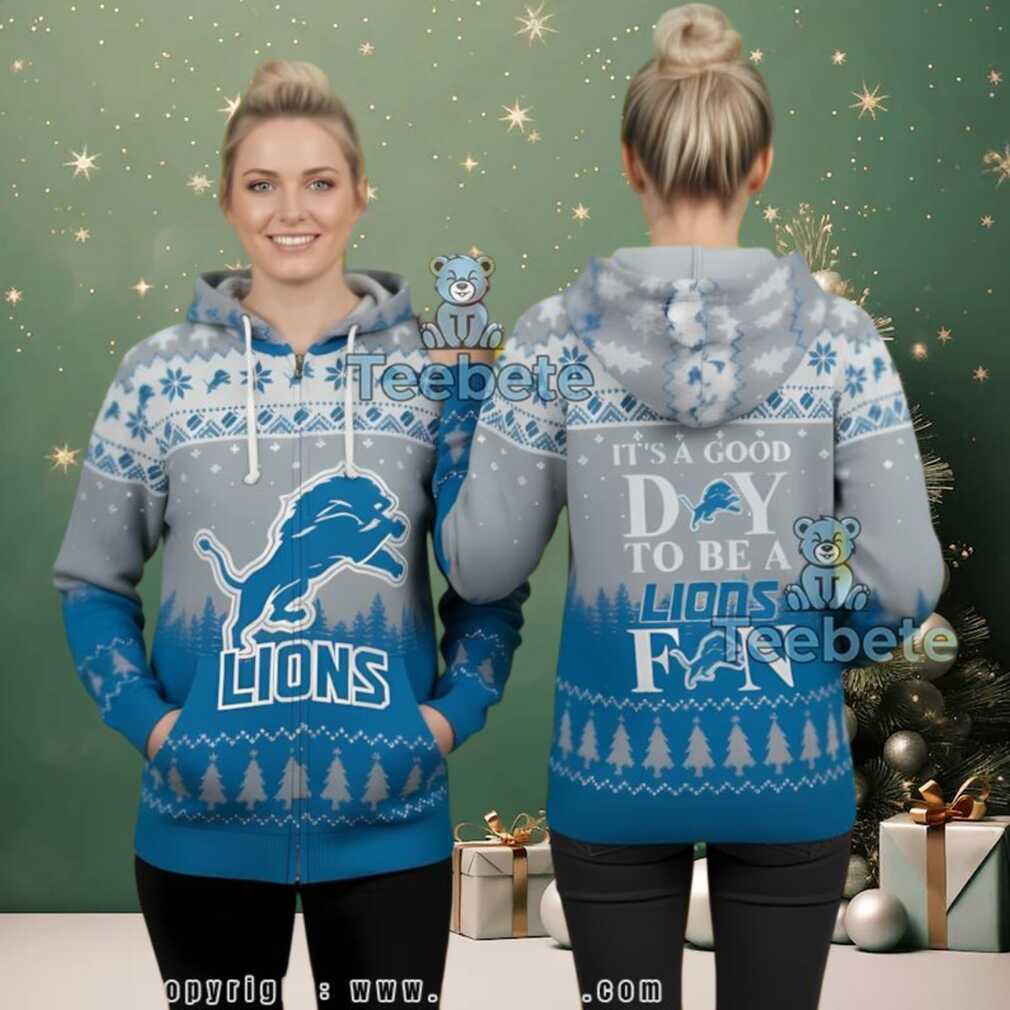 Detroit Lions Good Day Party Ugly Christmas 3D Hoodie Detroit Lions Good Day Party Ugly Christmas 3D Hoodie