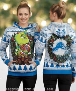 Detroit Lions Grinch Football Theme Ugly Christmas 3D Hoodie Detroit Lions Grinch Football Theme Ugly Christmas 3D Hoodie