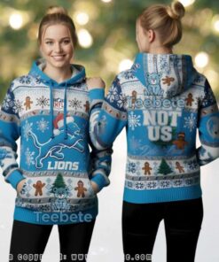 Detroit Lions Holiday Gingerbread Pattern Ugly Christmas 3D Hoodie