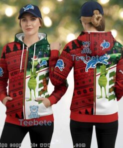 Detroit Lions Holiday Grinch Stole Christmas Ugly 3D Zip Up Hoodie Detroit Lions Holiday Grinch Stole Christmas Ugly 3D Zip Up Hoodie