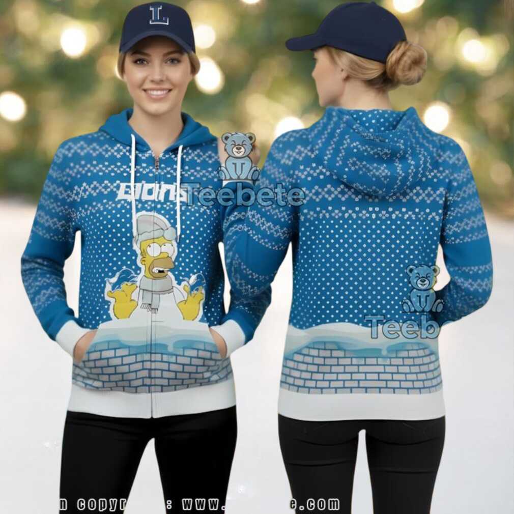 Detroit Lions Homer Simpson Snowman Ugly Christmas 3D Hoodie Detroit Lions Homer Simpson Snowman Ugly Christmas 3D Hoodie