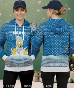 Detroit Lions Homer Simpson Snowman Ugly Christmas 3D Hoodie