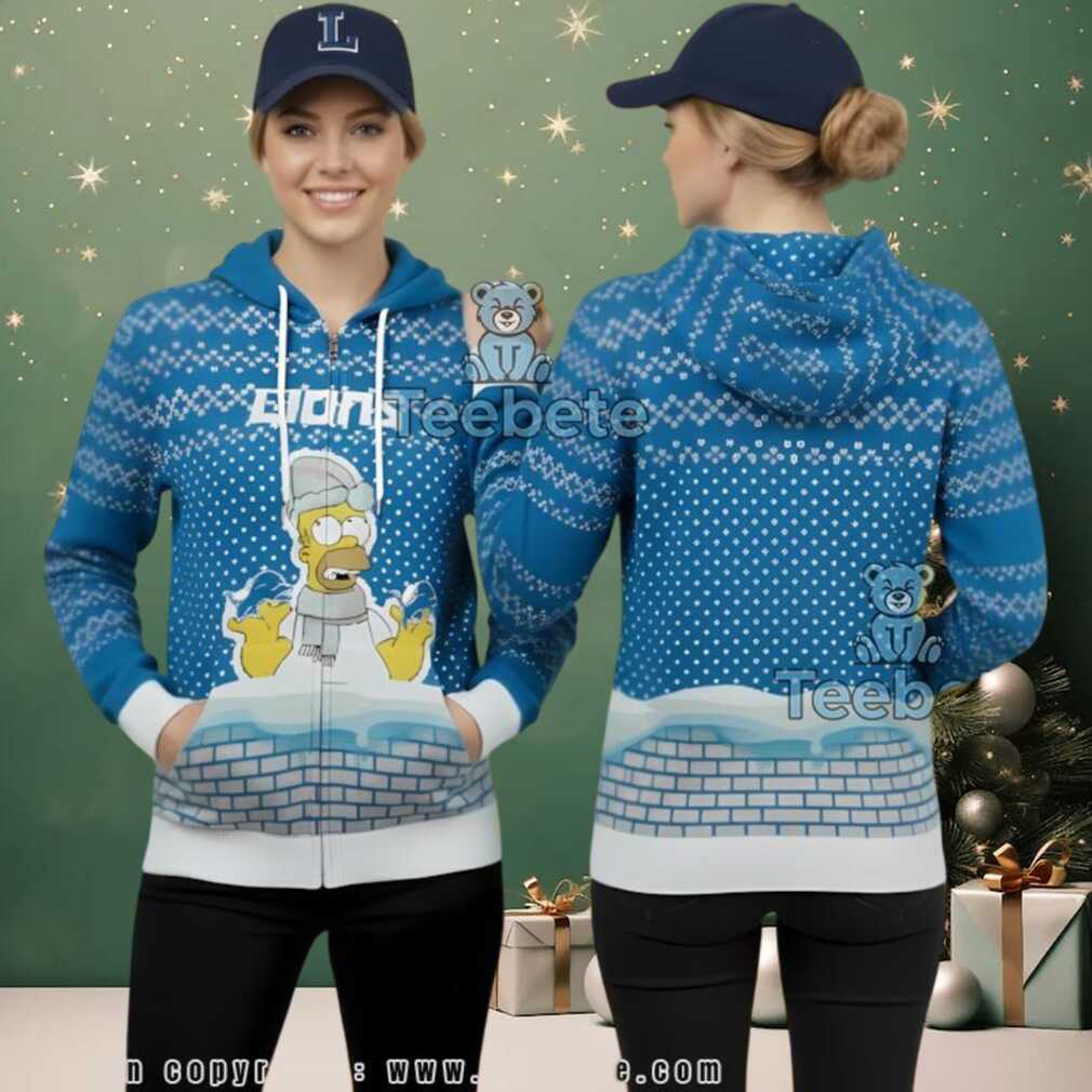 Detroit Lions Homer Simpson Snowman Ugly Christmas 3D Hoodie Detroit Lions Homer Simpson Snowman Ugly Christmas 3D Hoodie