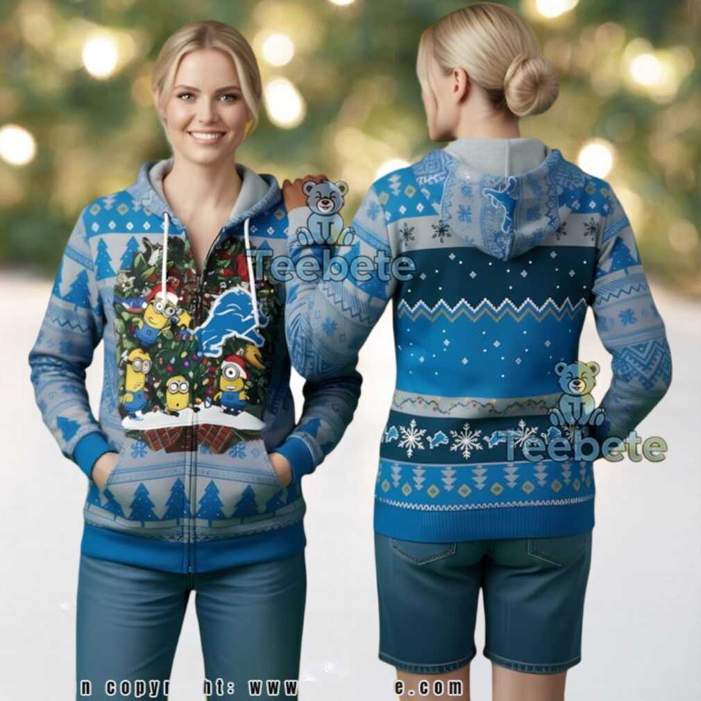 Detroit Lions Minion Squad Ugly Christmas 3D Hoodie Detroit Lions Minion Squad Ugly Christmas 3D Hoodie