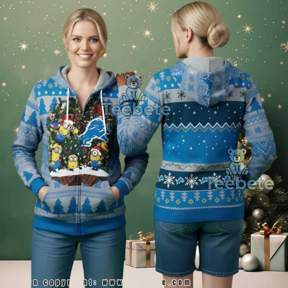 Detroit Lions Minion Squad Ugly Christmas 3D Hoodie Detroit Lions Minion Squad Ugly Christmas 3D Hoodie