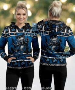 Detroit Lions Nightmare Before Christmas Jack Zero 3D Ugly Hoodie Detroit Lions Nightmare Before Christmas Jack Zero 3D Ugly Hoodie
