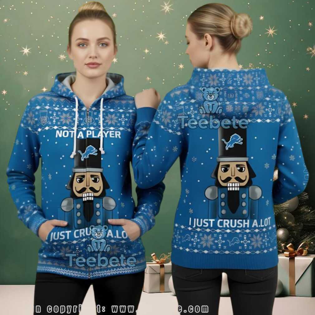 Detroit Lions Nutcracker Crush A Lot Ugly Christmas 3D Hoodie Detroit Lions Nutcracker Crush A Lot Ugly Christmas 3D Hoodie