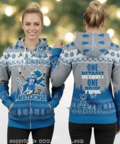 Detroit Lions One Pride Aidan Hutchinson Ugly 3D Full Zip Hoodie Detroit Lions One Pride Aidan Hutchinson Ugly 3D Full Zip Hoodie