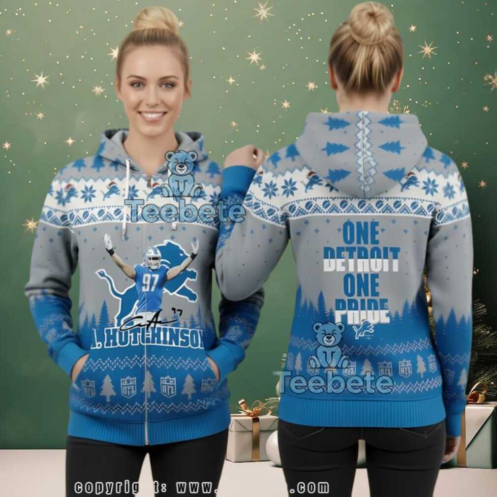 Detroit Lions One Pride Aidan Hutchinson Ugly 3D Full Zip Hoodie Detroit Lions One Pride Aidan Hutchinson Ugly 3D Full Zip Hoodie