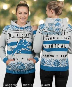 Detroit Lions Patchwork Christmas Tree Snowflakes 3D Ugly Hoodie Detroit Lions Patchwork Christmas Tree Snowflakes 3D Ugly Hoodie
