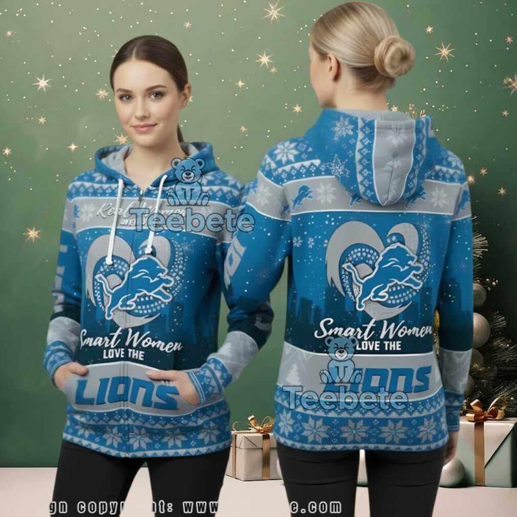 Detroit Lions Real Women Fan Gear Ugly Christmas 3D Full Zip Hoodie Detroit Lions Real Women Fan Gear Ugly Christmas 3D Full Zip Hoodie